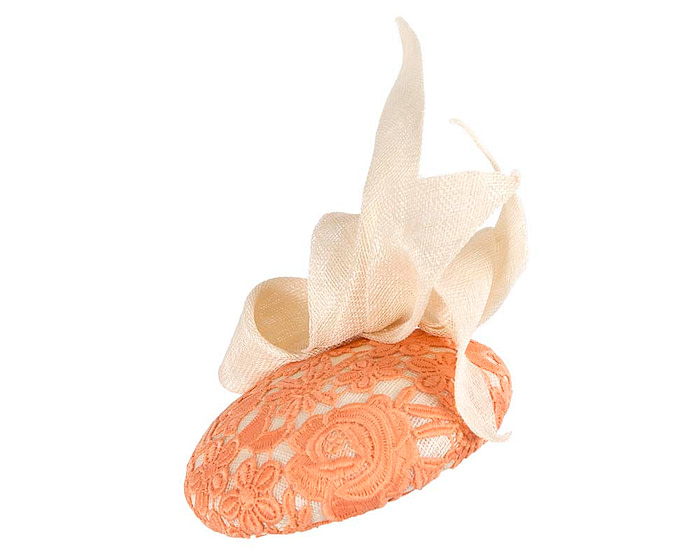 Cream and Orange pillbox fascinator by BELEIVERA - Image 4