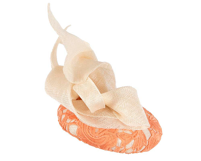 Cream and Orange pillbox fascinator by BELEIVERA - Image 3