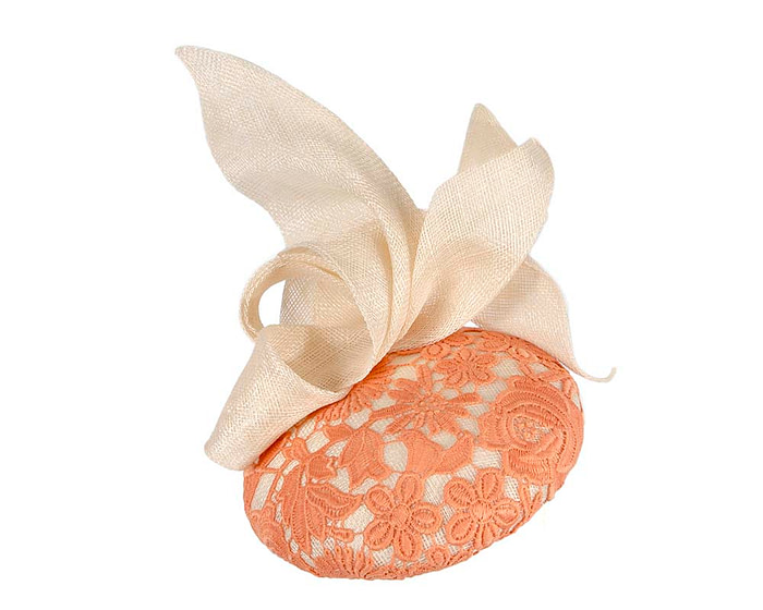 Cream and Orange pillbox fascinator by BELEIVERA - Image 2