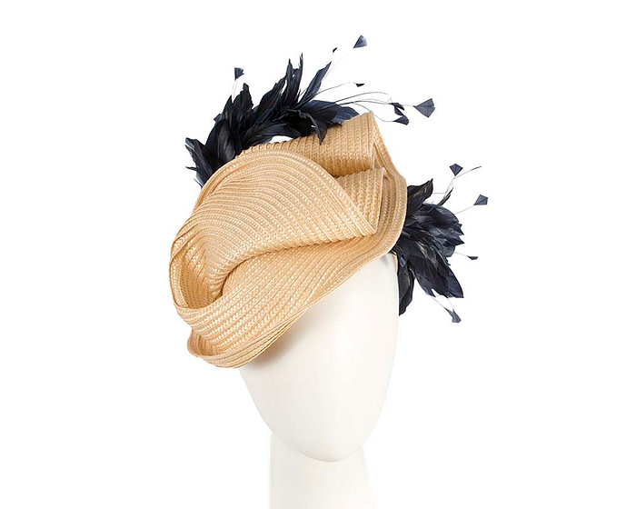 Bespoke nude & navy fascinator by BELEIVERA