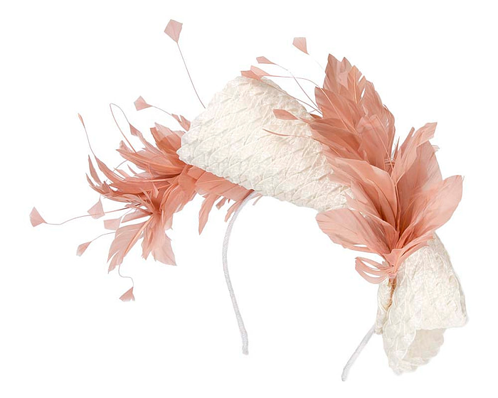 Bespoke white & dusty pink fascinator by BELEIVERA - Image 5