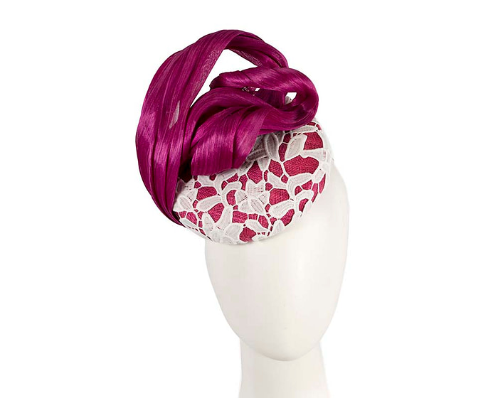 Magenta & white lace pillbox fascinator by BELEIVERA