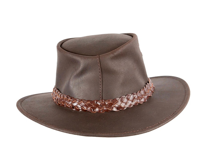 Brown Australian Oiled Leather Bush Outback Jacaru Hat - Image 6