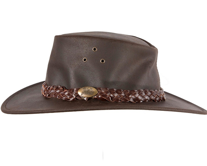 Brown Australian Oiled Leather Bush Outback Jacaru Hat - Image 4