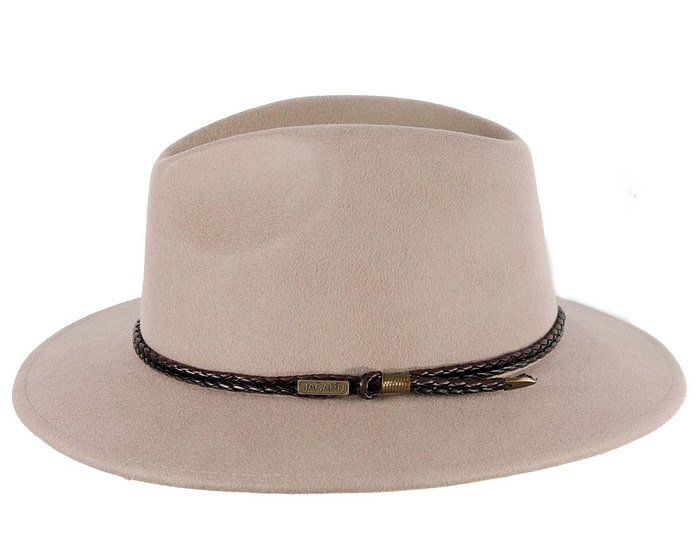 Unisex Grey Fedora Felt Wide Brim Crushable Hat - Image 4