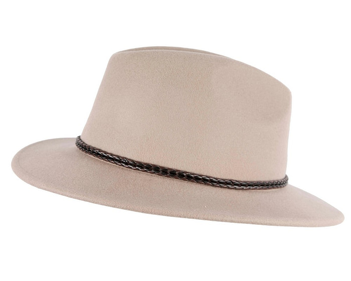 Unisex Grey Fedora Felt Wide Brim Crushable Hat - Image 3