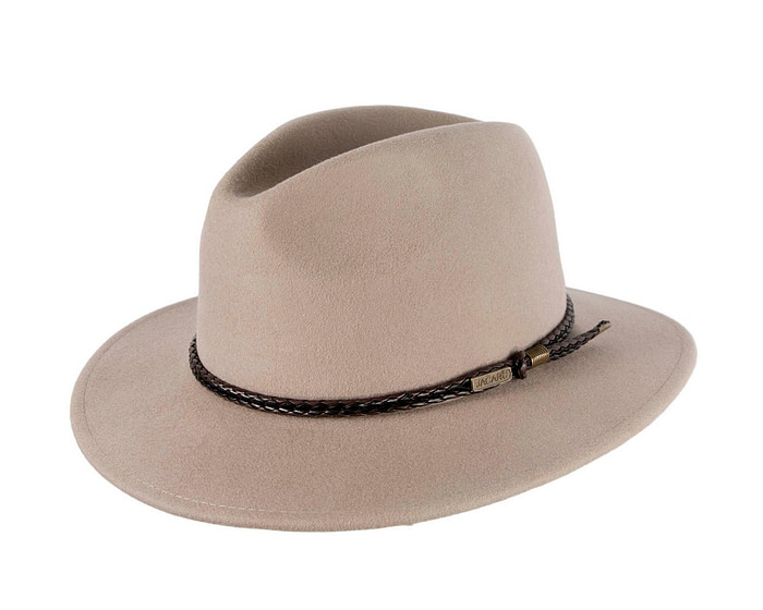 Unisex Grey Fedora Felt Wide Brim Crushable Hat - Image 2