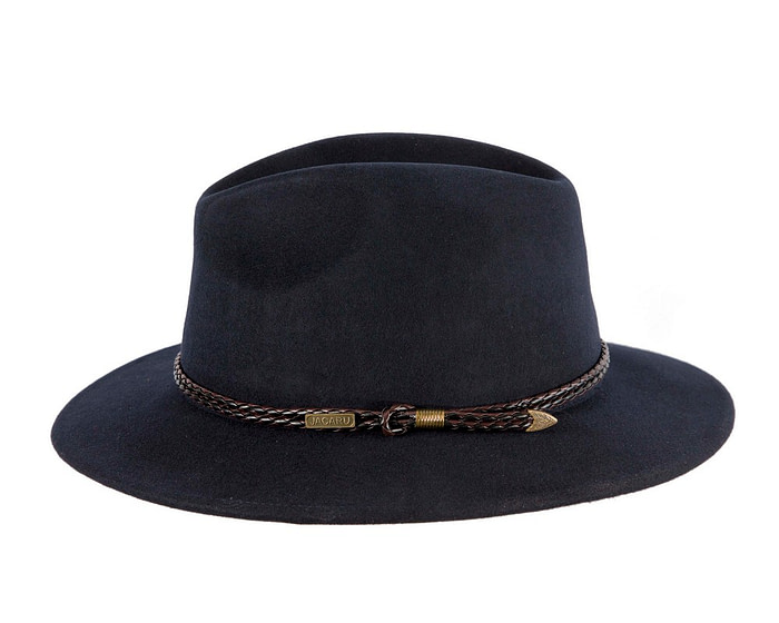 Unisex Navy Fedora Felt Wide Brim Crushable Hat - Image 4