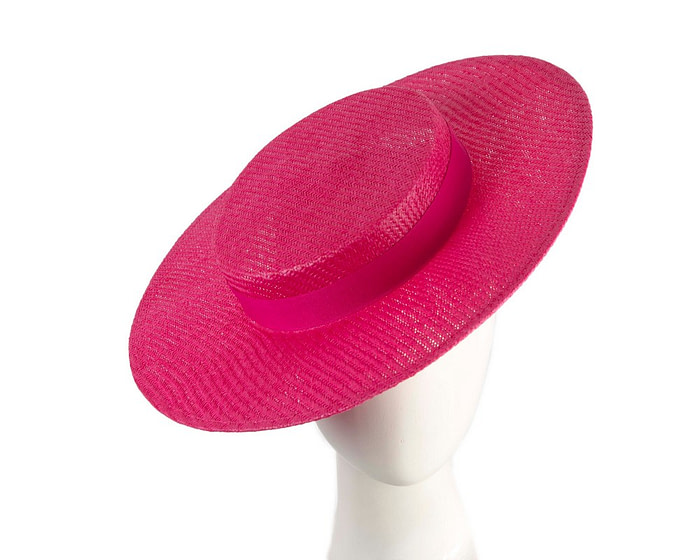 Fuchsia boater hat by Max Alexander