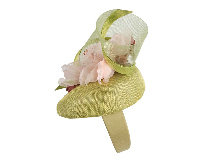 Lime & pink pillbox fascinator with flower by Fillies Collection - Image 3