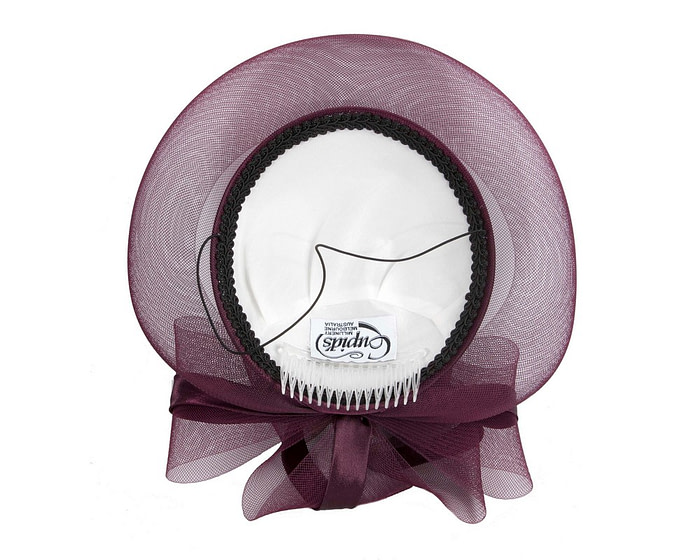 Port-colored custom made cocktail pillbox hat - Image 7