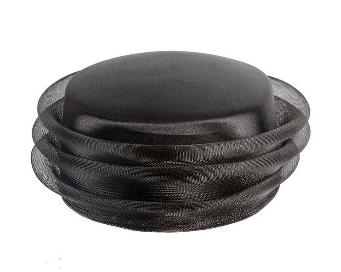 Large black custom made pillbox hat - Image 2