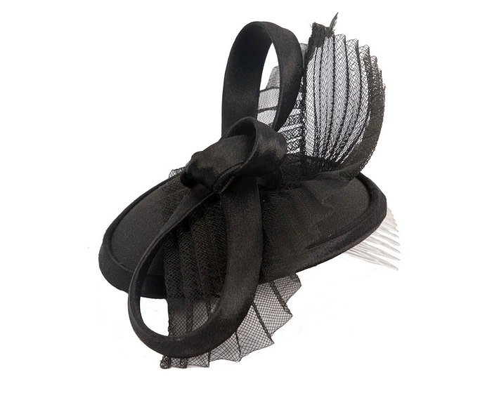 Custom made black fascinator hat for special occasion - Image 3