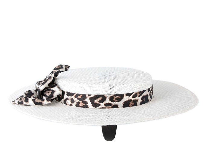 White & leopard boater hat by Max Alexander - Image 3