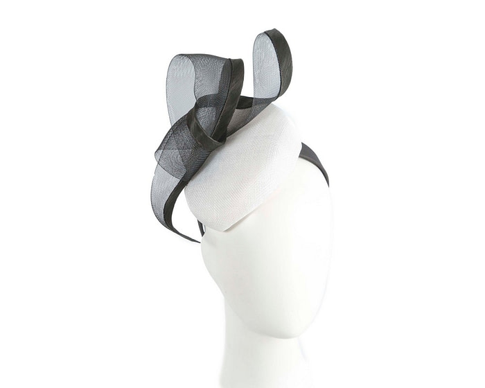 White & Black pillbox fascinator by Fillies Collection