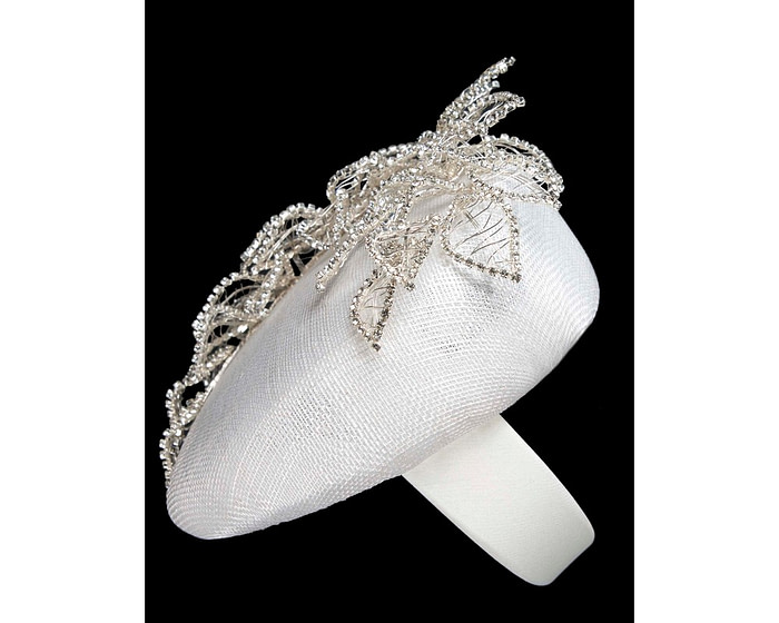 Designer white pillbox fascinator by Fillies Collection - Image 4