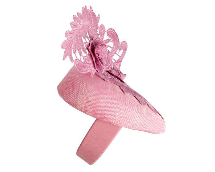 Elegant Dusty Pink Pillbox Fascinator with Lace - Image 4