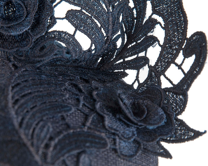 Elegant Navy Pillbox Fascinator with Lace - Image 5
