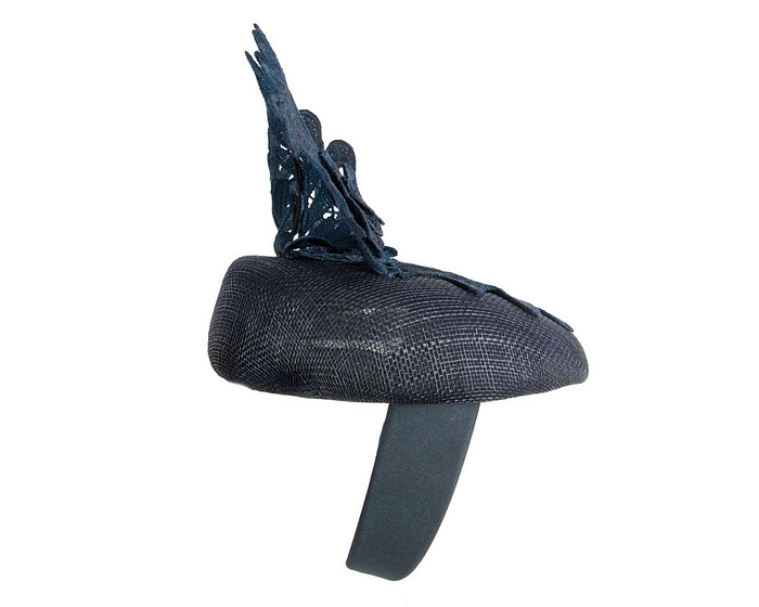 Elegant Navy Pillbox Fascinator with Lace - Image 4