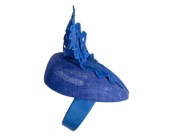 Elegant Royal Blue Pillbox Fascinator with Lace - Image 4