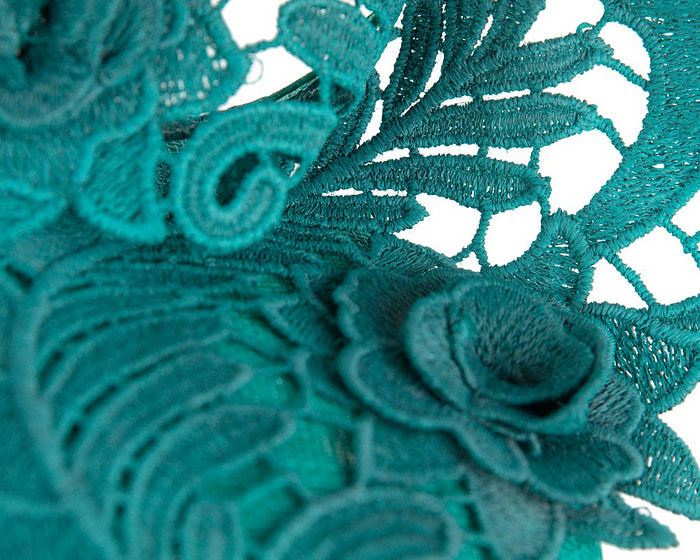 Elegant Teal Pillbox Fascinator with Lace - Image 5
