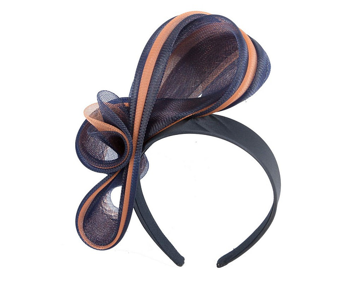 Navy & nude crinoline bow fascinator by Fillies Collection - Image 2