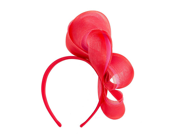 Red & fuchsia crinoline bow fascinator by Fillies Collection - Image 4