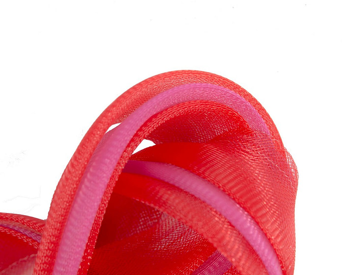 Red & fuchsia crinoline bow fascinator by Fillies Collection - Image 3