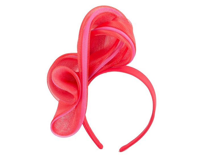 Red & fuchsia crinoline bow fascinator by Fillies Collection - Image 2