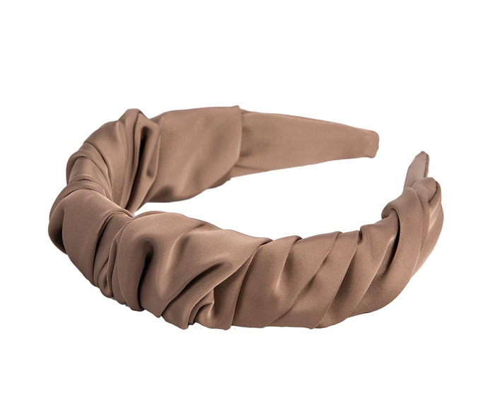 Taupe scrunchie fascinator headband - Image 2