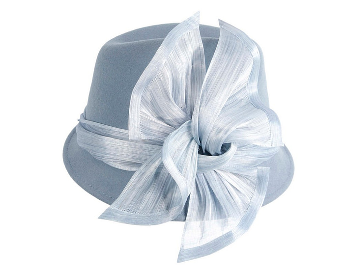 Light blue ladies winter fashion felt fedora hat by Fillies Collection F660 - Image 4