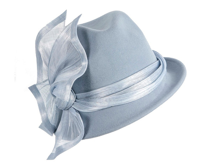 Light blue ladies winter fashion felt fedora hat by Fillies Collection F660 - Image 2