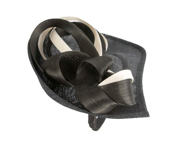 Large black & cream sinamay fascinator by Max Alexander - Image 4