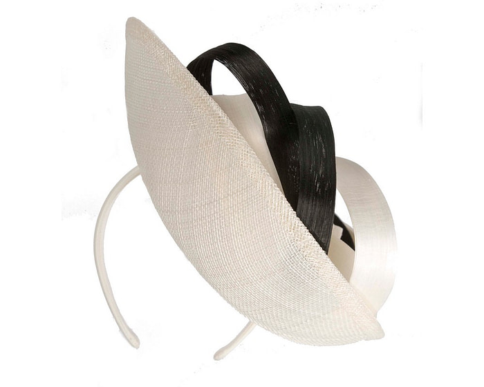 Large cream & black sinamay fascinator by Max Alexander - Image 6
