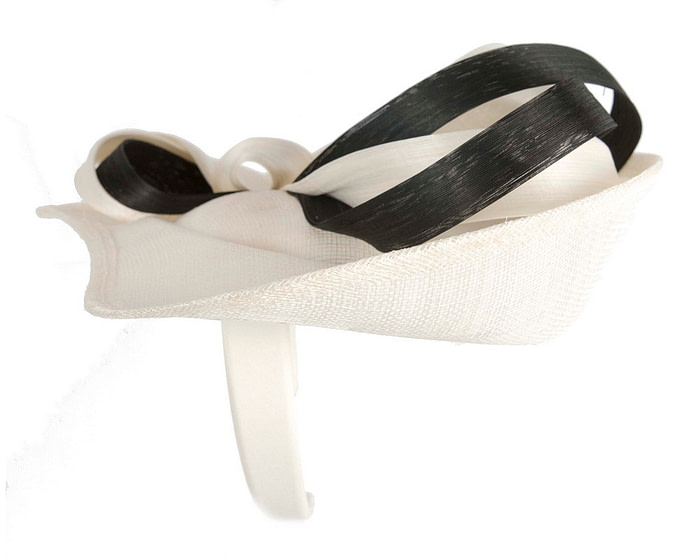 Large cream & black sinamay fascinator by Max Alexander - Image 4