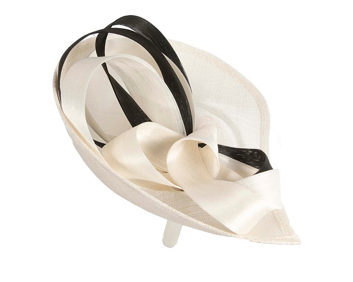 Large cream & black sinamay fascinator by Max Alexander - Image 3