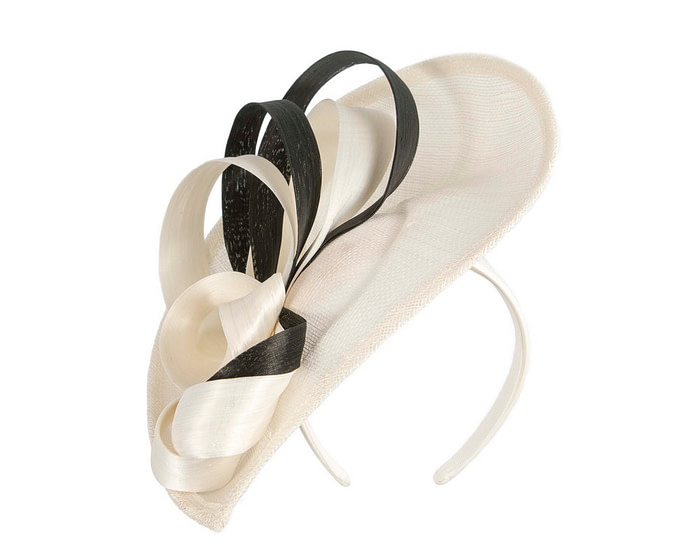 Large cream & black sinamay fascinator by Max Alexander - Image 2
