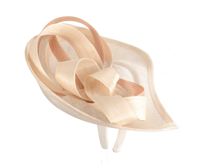 Large cream & nude sinamay fascinator by Max Alexander - Image 4