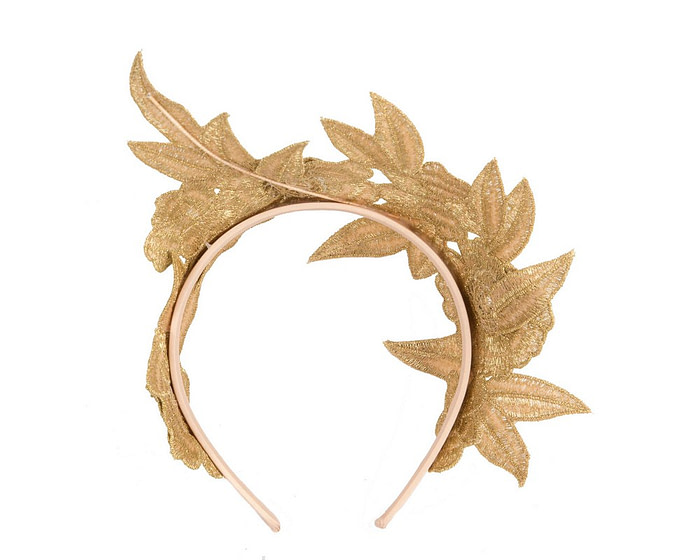 Gold lace crown fascinator headband by Max Alexander - Image 4