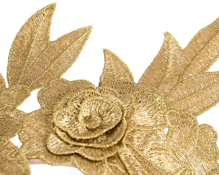 Gold lace crown fascinator headband by Max Alexander - Image 3