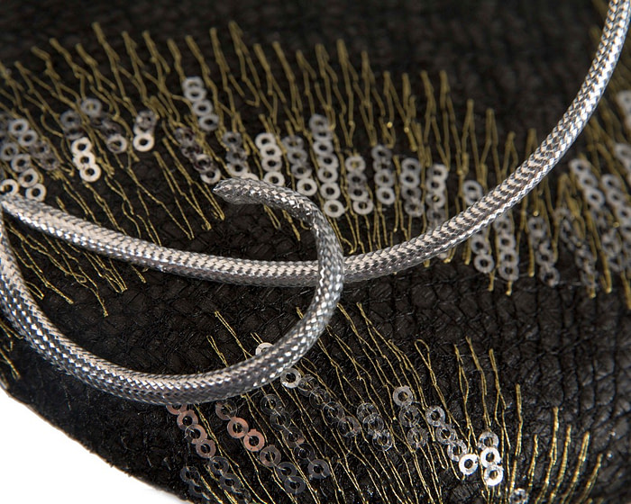 Bespoke designers black & silver fascinator - Image 6