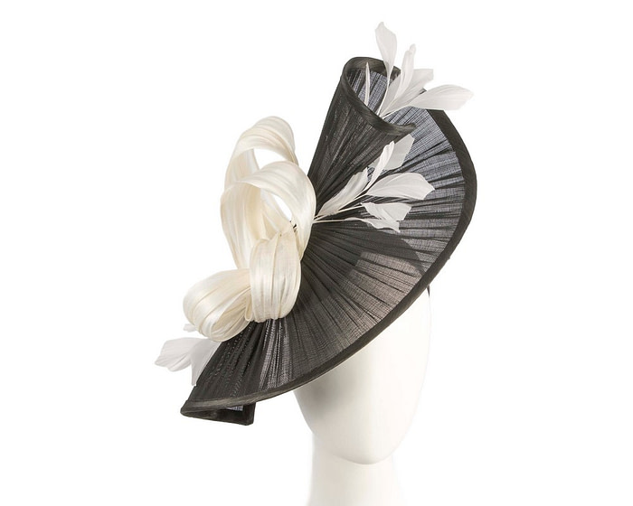 Large black & cream jinsin racing fascinator by Fillies Collection