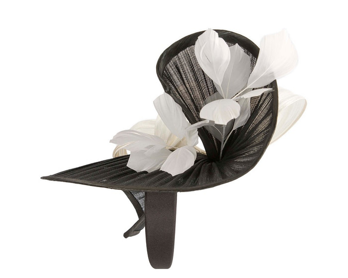 Large black & cream jinsin racing fascinator by Fillies Collection - Image 4