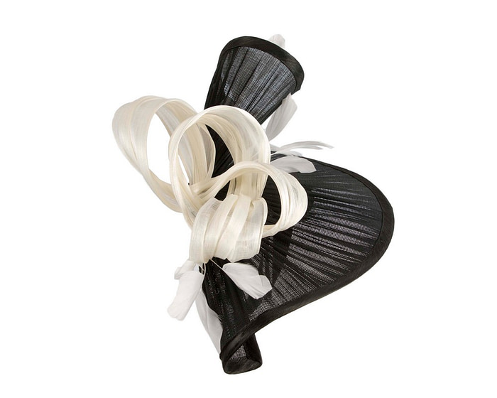 Large black & cream jinsin racing fascinator by Fillies Collection - Image 3