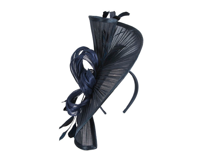 Large navy jinsin racing fascinator by Fillies Collection - Image 2