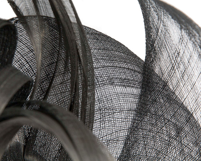 Large black sinamay fascinator by Fillies Collection - Image 3