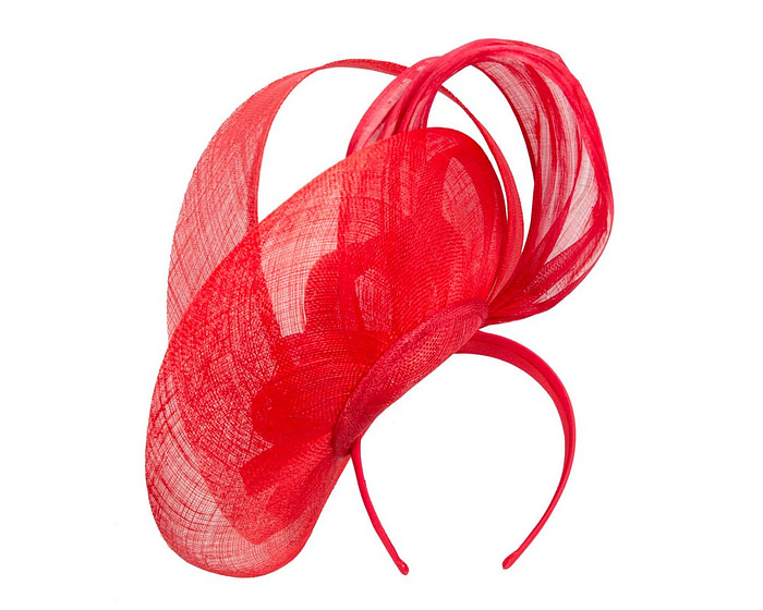 Large red sinamay fascinator by Fillies Collection - Image 4