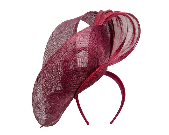 Large wine colored sinamay fascinator by Fillies Collection - Image 4