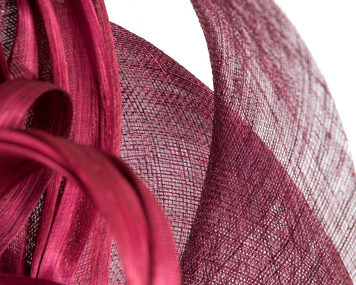 Large wine colored sinamay fascinator by Fillies Collection - Image 3