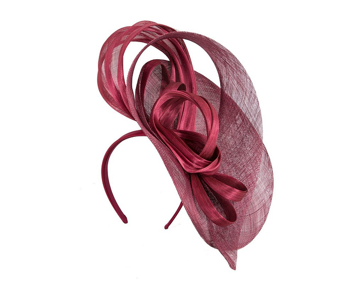 Large wine colored sinamay fascinator by Fillies Collection - Image 2